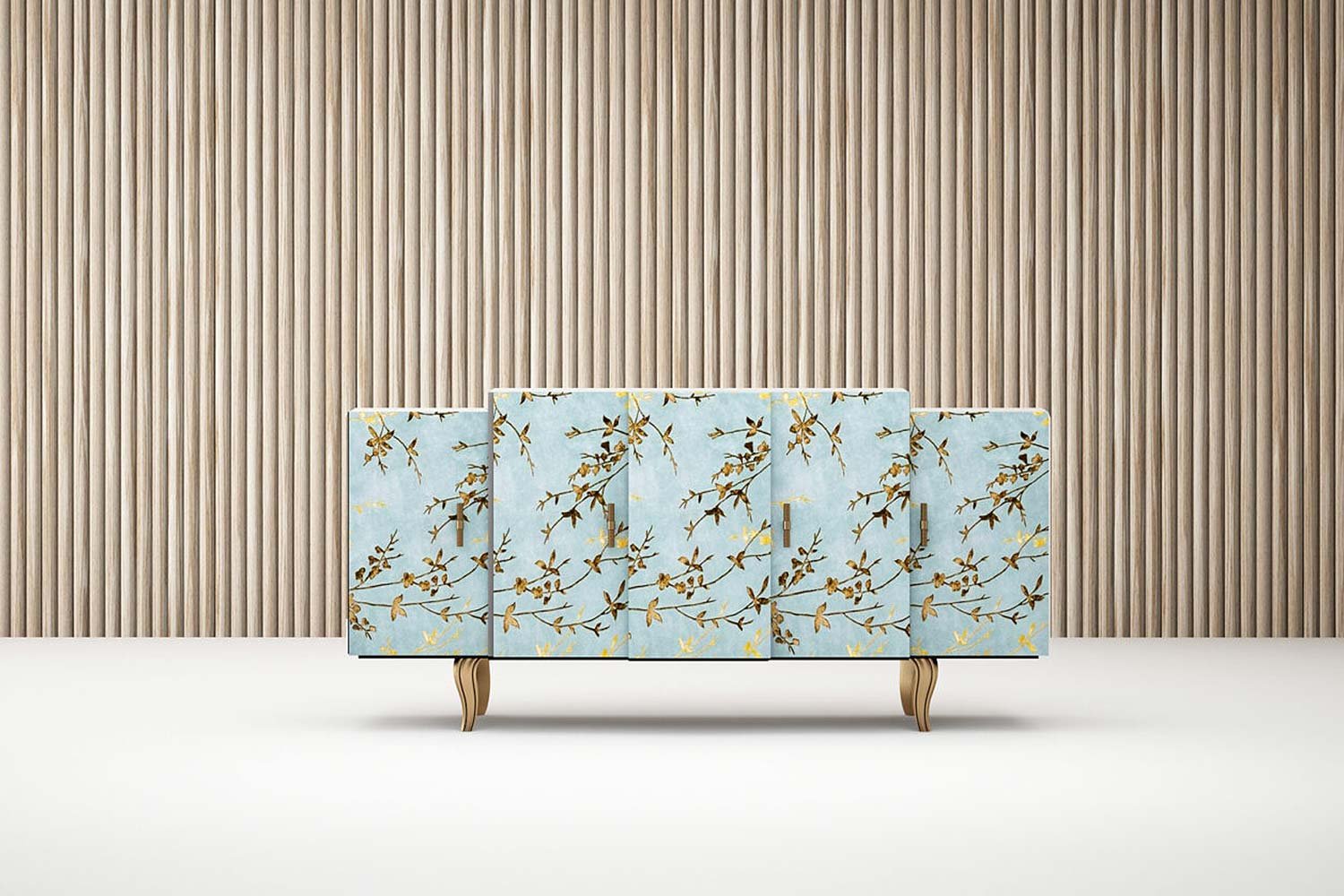 Blue calm console _ furniture _ shruti sodhi interior designs.
