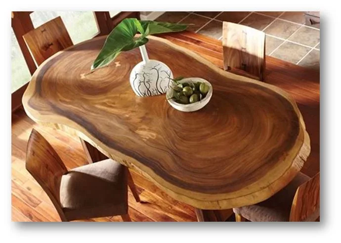Solid wood dining table.