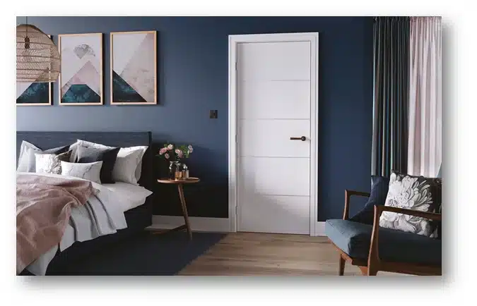 White door design for bedroom.