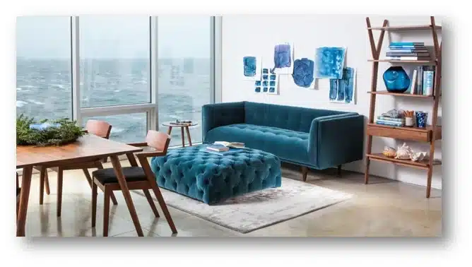 Luxury sofa set and ottoman.