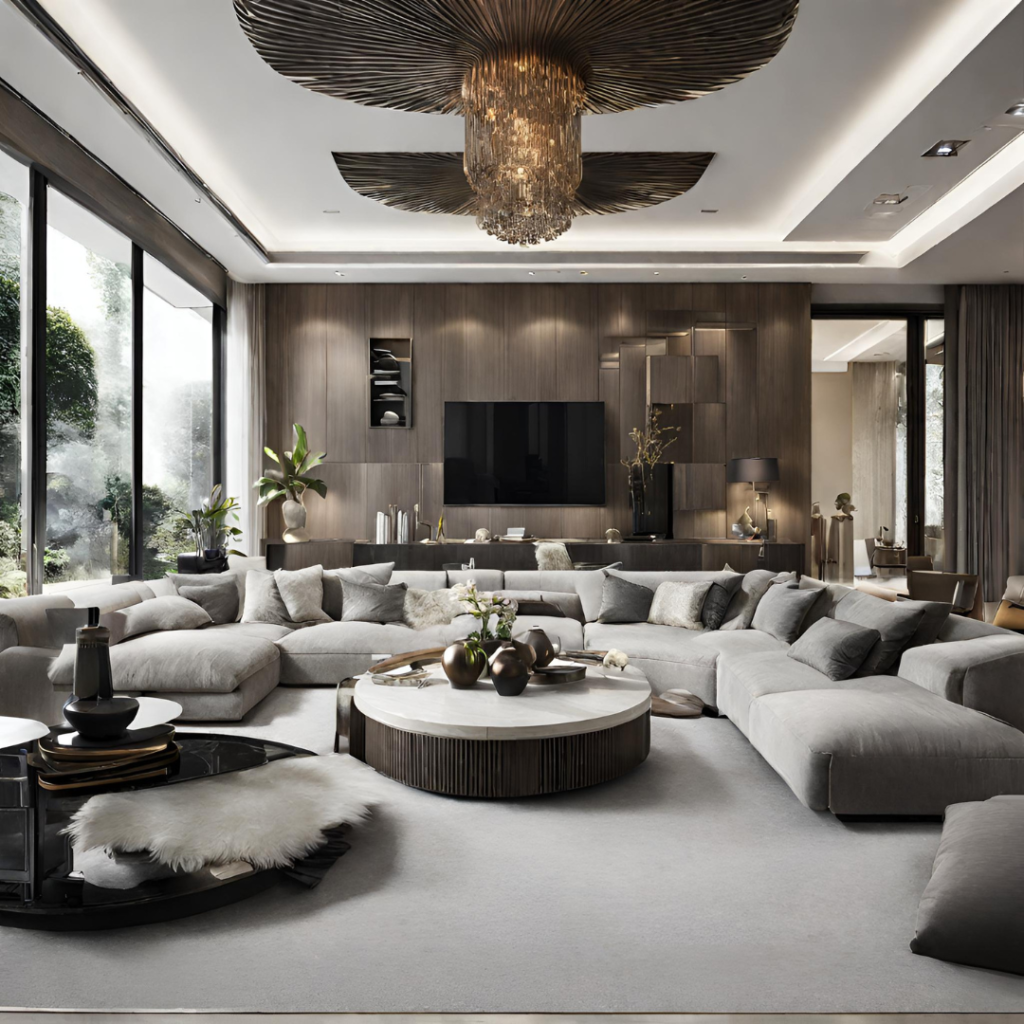 Luxury living room featuring a sofa set and a coffee table.