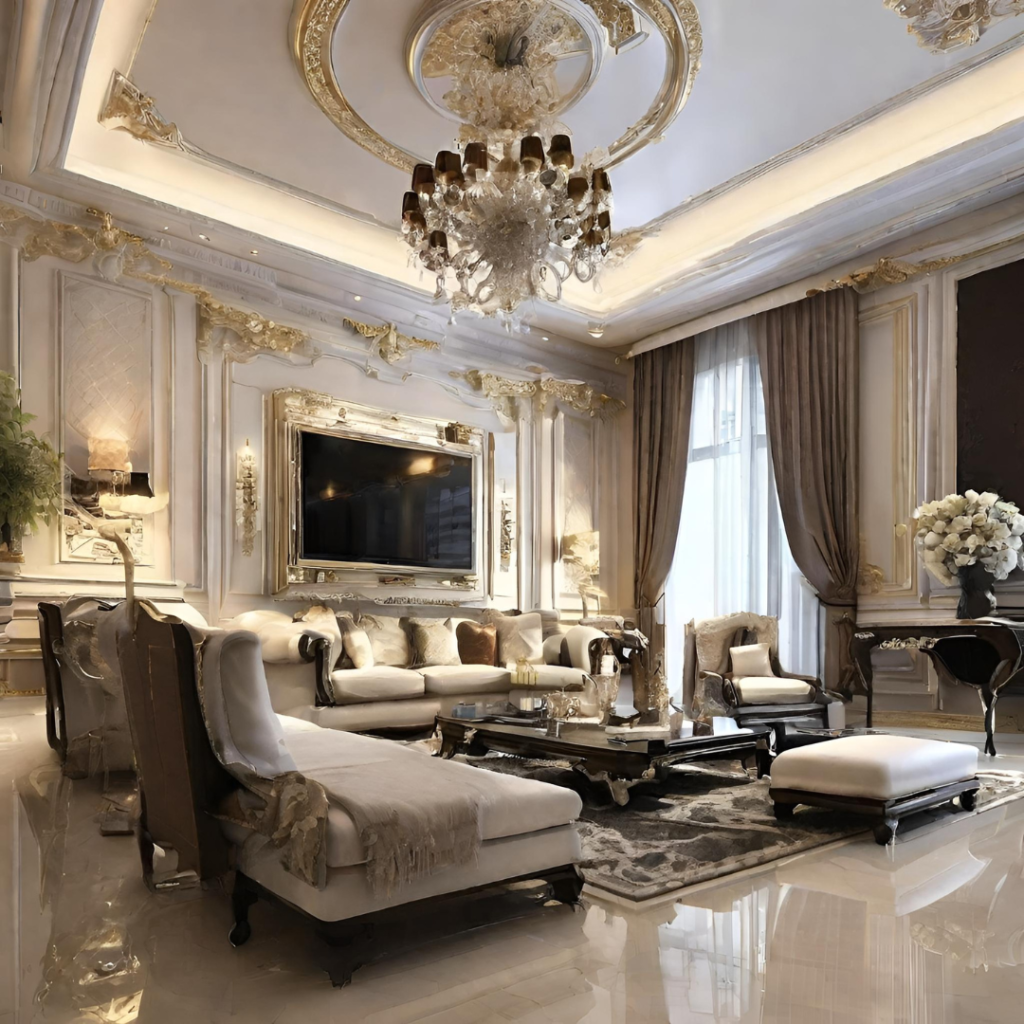 Interior for a living room inspired by the royal style.