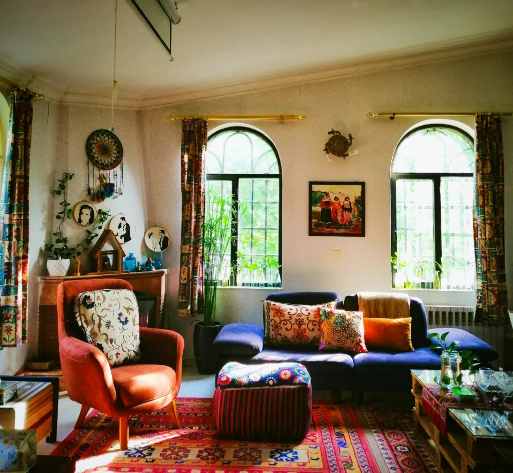 A beautiful drawing room based on Bohemian style featuring the eclectic type furniture. learn how to choose the perfect furniture for your home.