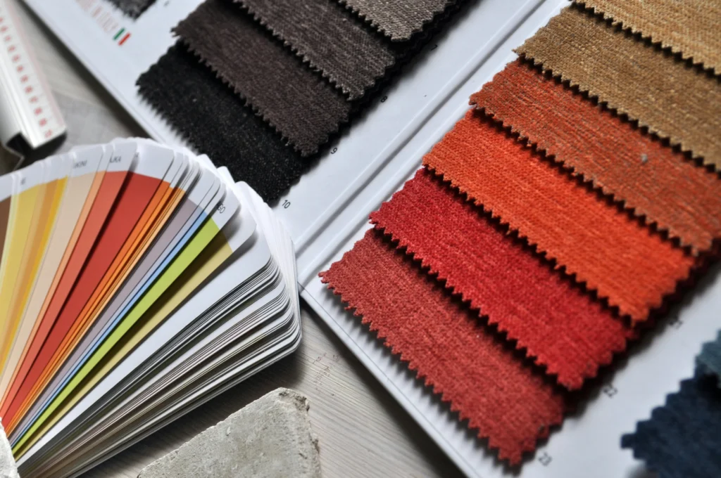 Fabric sample showcasing different colors of fabric learn how to choose the perfect furniture for your home.